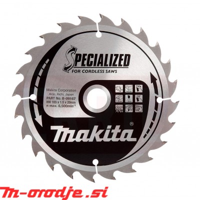 Makita žagin list 165x20/24Z TCT Specialized B-09167