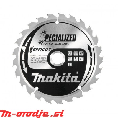 Makita TCT žagin list 165X20MM 25z B-62979