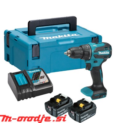 Makita DDF490RTJ akumulatorski vrtalni vijačnik, 65Nm 18V, BL, 2xBL1850B, DC18RC, Kovček 