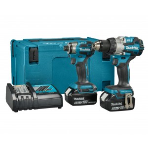 Makita DLX2527TJ Akumulatorski set 18V, BL, DDF489, DTD172, 2xBL1850B, DC18RC + Makpac